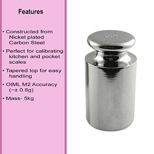 American Weigh Scales Calibration Weight for AWS Digital Scale, Carbon Steel, Chrome Plated, Chrome Finish, 5000g (5KGWGT)