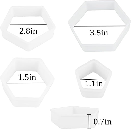 8 Pcs Soccer Ball Hexagon Cookie Cutter - 4 Sizes Geometric Biscuit Cutters Pattern Cake Topper Soccer Cookie Cutter Set for Baking Cake Decorations