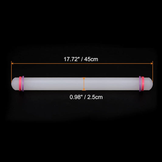 HARFINGTON Fondant Rolling Pin 18 Inch x 0.98 Inch Adjustable Guide Rings Non-Stick PP Plastic Fondant Roller Dough Roller Kitchen Decorating Tools for Cookie Pastry Pizza Clay