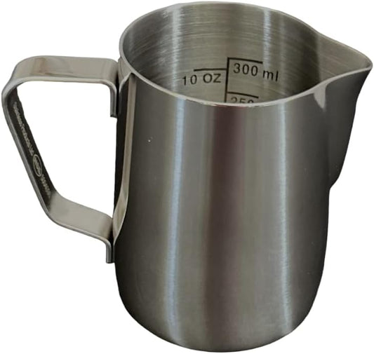 Rattleware 12 oz Stainless Steel Etched Macchiato Pitcher - Perfect for Home, Cafe, Restaurant, Hotel, Office, Or Commercial Use - Steaming & Frothing Pitcher Trusted By Baristas