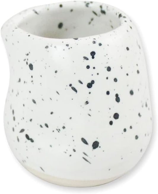 roro Handmade Ceramic Mini Creamer Cups – Set of 4, Dimpled White Matte Speckled Stoneware, 3-Inch Small Pitchers for Coffee, Espresso, Milk, or Sauce