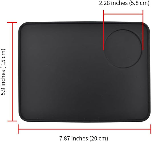 Non-Slip Silicone Espresso Coffee Tamper Mat 5.9x7.87inch Coffee Powder Pad Coffee Press Counter Mat Espresso Machine Tamp Mat Tamping Mat for Barista Tools and Accessories (Black)