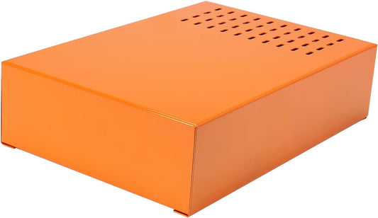 Large Size Espresso Coffee Knock Box Drawer, Stainless Steel Pull-Out Style Coffee Grounds Powder Container Bin for Cafes Restaurant Home Bar, 14.96 x 10.03 x 3.93 inch (Orange)