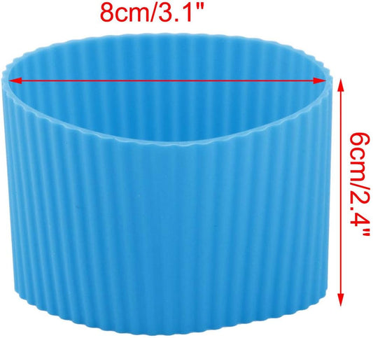 uxcell Silicone Nonslip Glass Bottle Mug Cup Sleeve Protector Cover Blue
