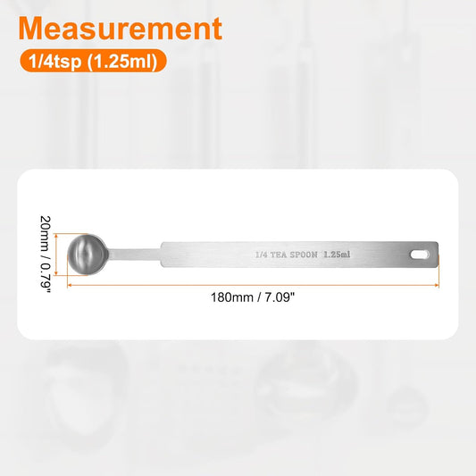 HARFINGTON Single Measuring Spoon 1/4tsp (1.25ml) Teaspoon/Tablespoon 430 Stainless Steel Single Tiny Square Bowl Measuring Spoon Long Handle Measure Scoop