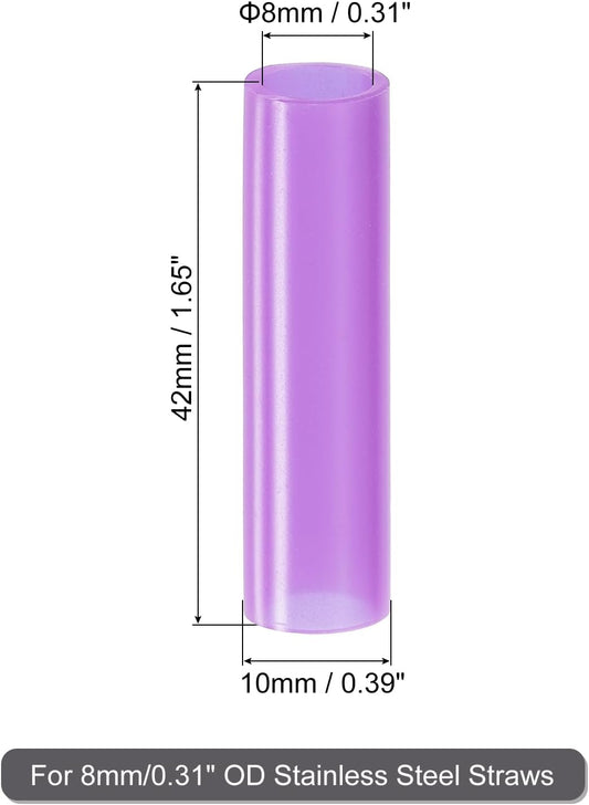 uxcell 20Pcs Silicone Straw Tips, Metal Straw Covers, Soft Reusable Straws Tips Fit for 8mm/0.31" OD Stainless Steel Straws (Purple)
