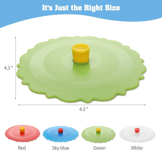 Silicone Cup Covers (Set of 4) , Multicolored Silicone Lids for Mugs, Cups, Tea Pots,Flexible Mug Covers,Hot Cup Lids for Coffee & Tea