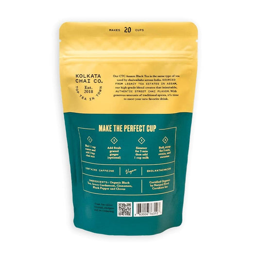 Kolkata Chai Signature Masala Chai & Decaf Masala Chai Tea, Assam Black Tea Combo Pack, Makes 40 cups, Premium loose leaf tea and spice blend, All Natural