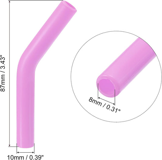 uxcell 12pcs Silicone Straw Tips, Silicone Straw Elbows Tip, Soft Reusable Metal Straw Covers Fit for 8mm/0.31" OD Stainless Steel Straws, Light Purple