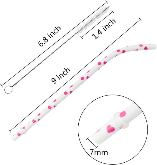 50 Pack Bent Reusable Straws, BPA-Free, 9" Colorful Hard Plastic Stripe Drinking Straw for Mason Jar Tumbler, Family or Party Use With Cleaning Brush