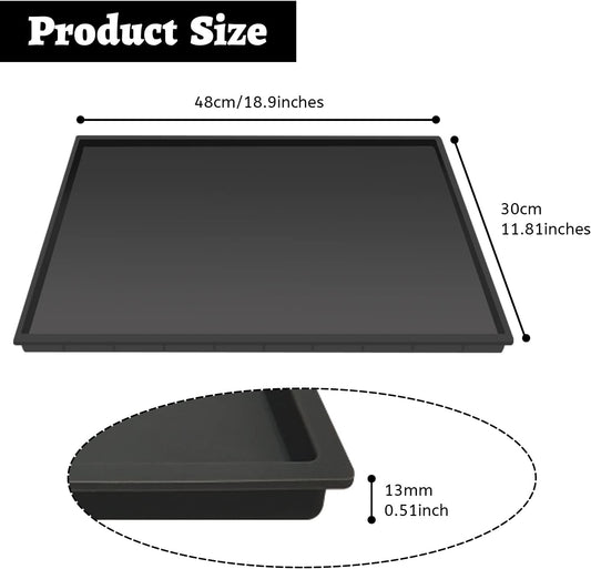 Silicone Mat Under Coffee Machine With Lip Coffee Maker Appliance Automatic Machines Espresso Accessory Black Multifunctional Rubber Base Mat (18.9 x 11.8)