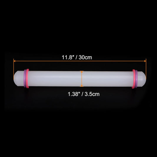 HARFINGTON 2pcs Fondant Rolling Pin 12 Inch x 1.38 Inch Adjustable Guide Rings Non-Stick PP Plastic Fondant Roller Dough Roller Kitchen Decorating Tools for Cookie Pastry Pizza Clay