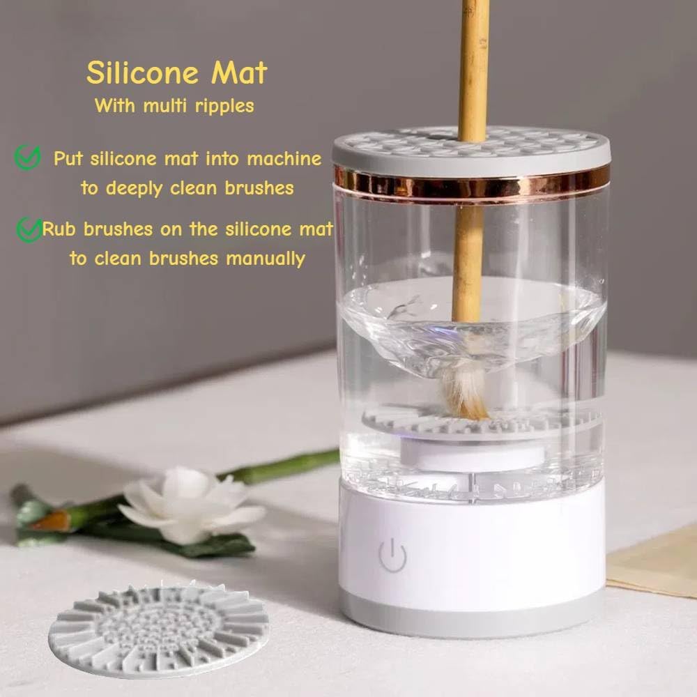 Electric Paint Brush Cleaner, Rinse Cup, Brush Rinser for Painting, Brush Cleaning Washer Rinser for Acrylic, Watercolor Painting, Makeup Brush Cleaner,Brush Holder (1, White)