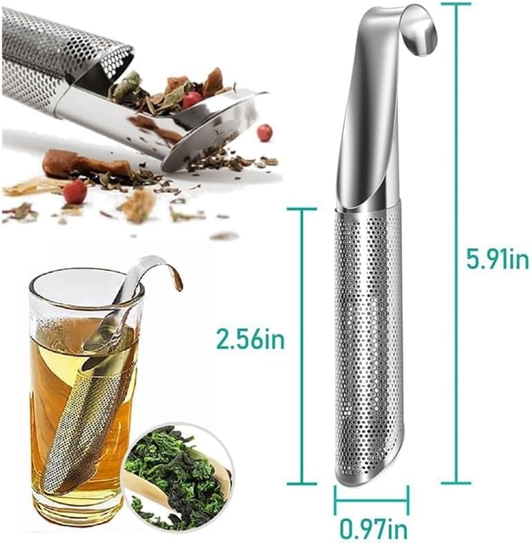 Stainless Steel Tea Diffuser, 2025 New Tea Artifact Creative Pipe Tea Infuser Mesh Strainer with Hanging Hook Handle, Universal Fine Holes Tea Interval Diffuser for Loose Tea Leaf Coffee Etc (2)