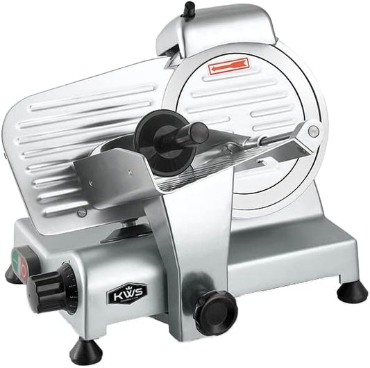 KWS Premium MS-6SS 200w Electric Slicer 7.67-Inch Stainless Steel Blade, Frozen Meat/Deli Meat/Cheese/Food Slicer Low Noises Commercial and Home Use