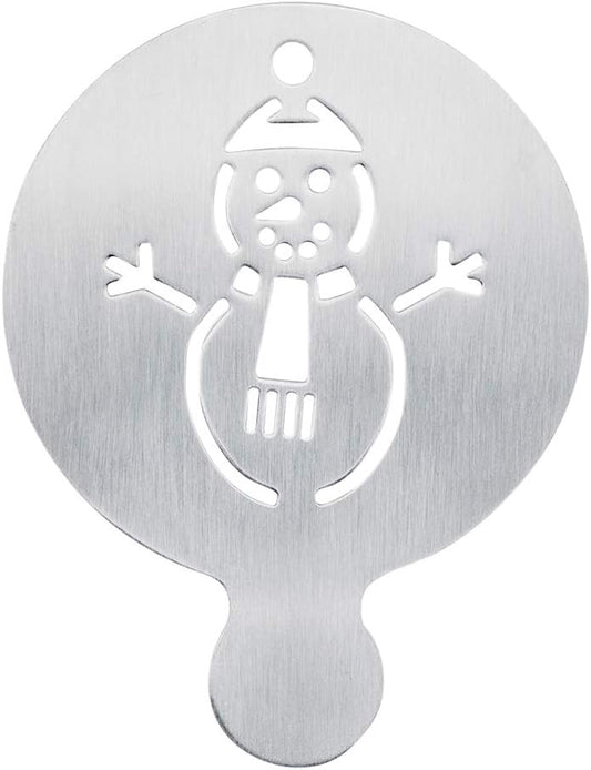 Restaurantware-Restpresso 4.35 Inch Latte Stencil, 1 Snowman Coffee Stencil - Winter Coffee Art Template, Decorate Cupcakes, Cakes, or Cookies, Stainless Steel Cappuccino Template, Heat-Resistant