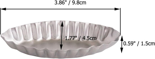 10PCS Aluminum Boat Tart Pan, Fluted Oval Tart Mold, Small Boat Shape Baking Mold, Wavy Tartlet Pie Pans, Pudding Molds Flower Edge Trays Specialty Design - Silver