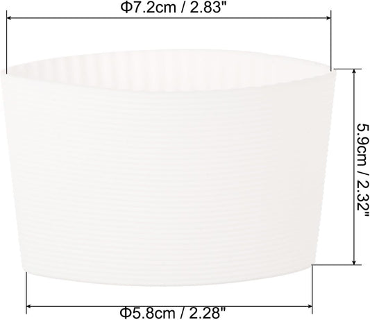 uxcell 3Pcs Coffee Cup Sleeve, Silicone Cup Sleeve Non-slip Glass Water Bottle Mug Sleeves White