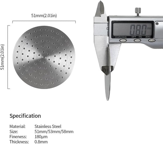 watchget 51 Espresso Puck Screen - 0.8mm Thickness Espresso Screen Double-layer Lower Shower Screen with Magnetic Nail - Metal Reusable Filter for 51mm Protafilter Basket Stainless Steel Coffee Filter