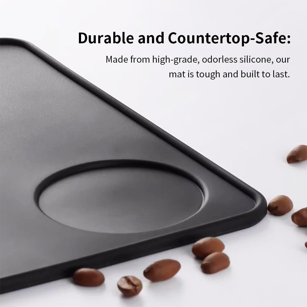 Non-Slip Silicone Espresso Coffee Tamper Mat 5.9x7.87inch Coffee Powder Pad Coffee Press Counter Mat Espresso Machine Tamp Mat Tamping Mat for Barista Tools and Accessories (Black)