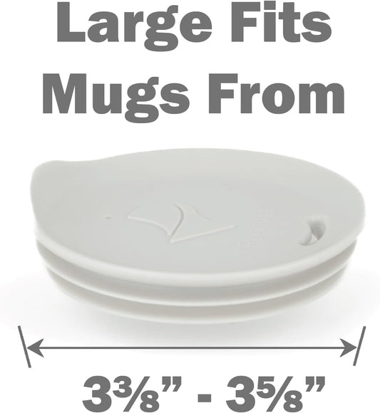 Reusable Coffee Cup Silicone Lid – Fits Most Tumbler, Water Bottle, & Ceramic Coffee Mug Between 3⅜”-3⅝” – Dishwasher-Safe Travel Mug Lid keeps your beverage in your mug (Large - Stone)