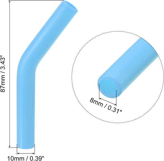 uxcell 12pcs Silicone Straw Tips, Silicone Straw Elbows Tip, Soft Reusable Metal Straw Covers Fit for 8mm/0.31" OD Stainless Steel Straws, Sky Blue