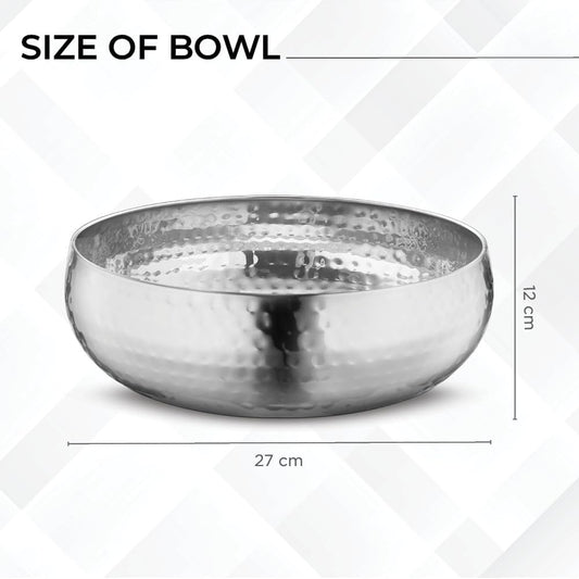 AvadorĀ® Set of 3 Premium Stainless Steel Salad Mixing Bowl Hammered Finish | Handmade | Includes Salad Serving Utensils (Stainless Steel)