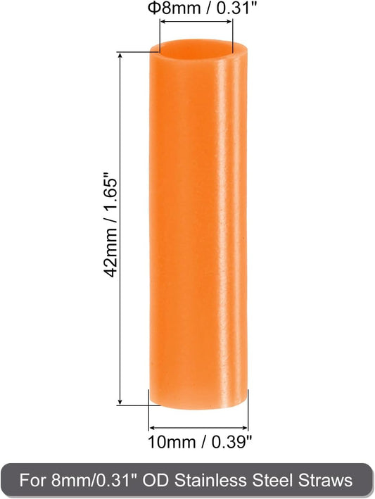 uxcell 20Pcs Silicone Straw Tips, Metal Straw Covers, Soft Reusable Straws Tips Fit for 8mm/0.31" OD Stainless Steel Straws (Orange)