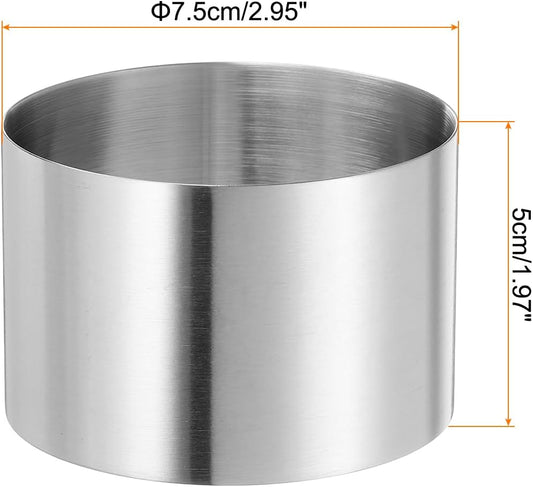 HARFINGTON Round Cake Ring 2.95 x 2 Inch Seamless Stainless Steel Pastry Mousse Dessert Ring Mirror Coating for Baking Cooking Making Tool