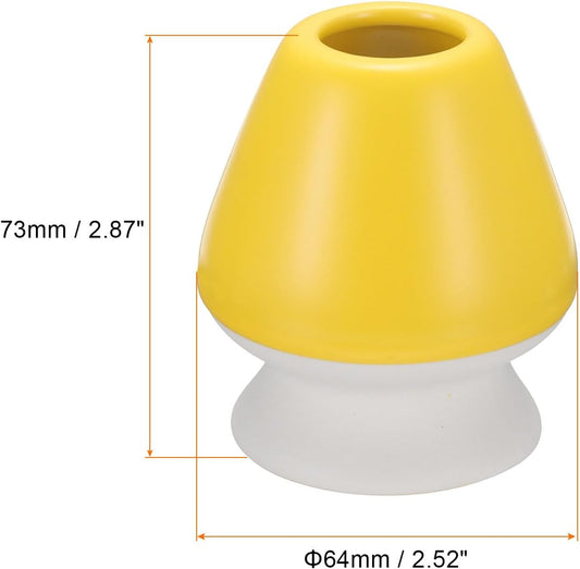 HARFINGTON Ceramic Chasen Stand 73mm Matcha Whisk Holder Teas Set Whisks Stand Traditional Matcha Tea Chasen Holder Tea Set Accessories for Tea Tasting, Yellow White