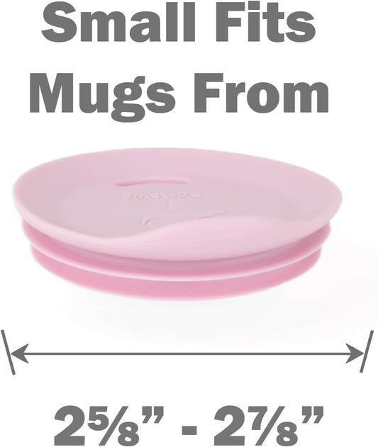 Reusable Coffee Cup Silicone Lid – Fits Most Tumbler, Water Bottle, & Ceramic Coffee Mug Between 2⅝”-2⅞" – Dishwasher-Safe Travel Mug Lid keeps your beverage in your mug (Small - Purple)