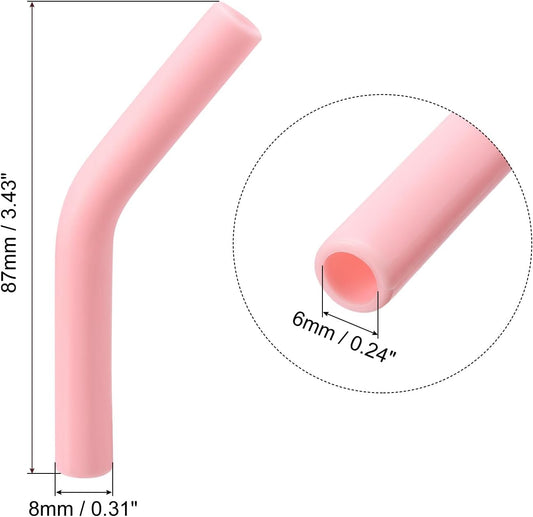 uxcell 12pcs Silicone Straw Tips, Silicone Straw Elbows Tip, Soft Reusable Metal Straw Covers Fit for 6mm/0.24" OD Stainless Steel Straws, Light Pink