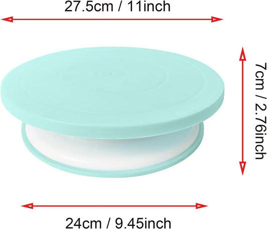 Cake Decorating Turntable 11 Inch Cake Turntable Anti-Slip Rotating Cake Stand for Decorating(1pcs Green)