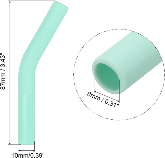 uxcell 6Pcs Silicone Straw Tips, Silicone Straw Elbows Tip, Soft Reusable Metal Straw Covers Fit for 8mm/0.31" OD Stainless Steel Straws, Mint Green