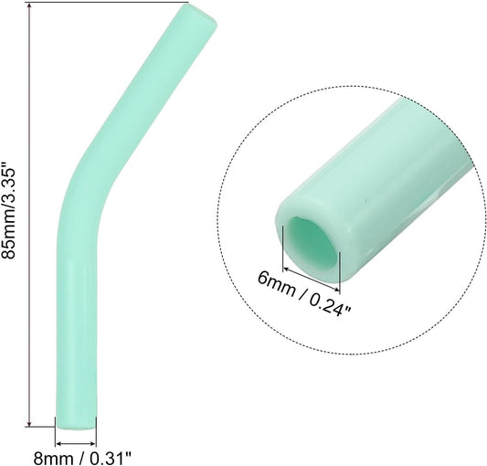 uxcell 6Pcs Silicone Straw Tips, Silicone Straw Elbows Tip, Soft Reusable Metal Straw Covers Fit for 6mm/0.24" OD Stainless Steel Straws, Mint Green