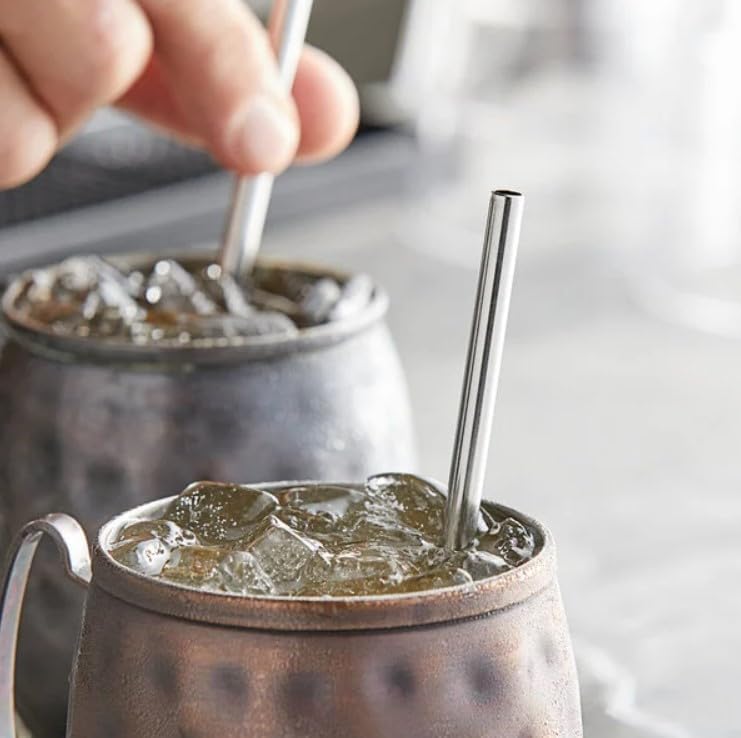Stainless Steel Short Straws 5 1/2 Inches - 32 pcs - Reusable Drinking Straws - Good for Cocktail, Party, Juices, Ice Coffee