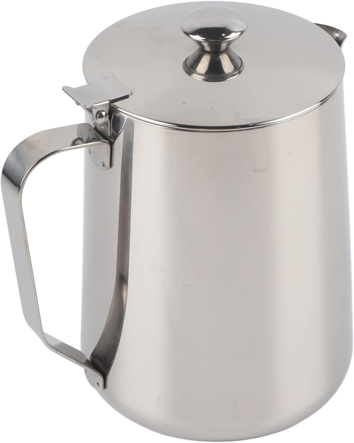 Stainless Steel Milk Frothing Pitcher, Stainless Steel Coffee Cup Mug Milk Frothing Pitcher Jug with Lid for Latte Coffee Art for Office Kitchen with handle(350ml)