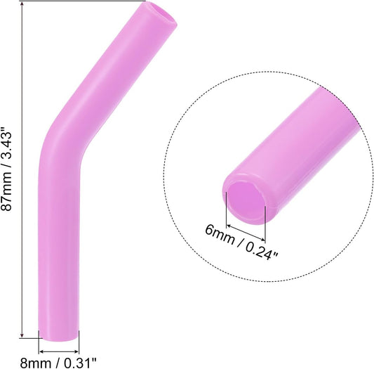 uxcell 12pcs Silicone Straw Tips, Silicone Straw Elbows Tip, Soft Reusable Metal Straw Covers Fit for 6mm/0.24" OD Stainless Steel Straws, Light Purple