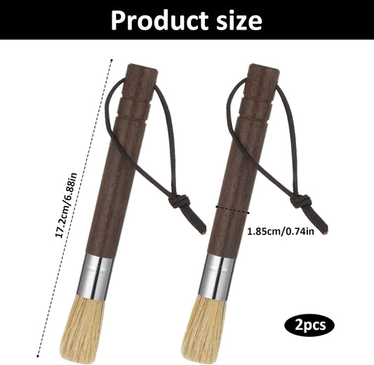 2 Pack Coffee Grinder Cleaning Brush, Coffee Brush with Wood Handle and Natural Bristles Brushes,Coffees Bar Accessories,Coffees Bar Espresso Grinder Brushes