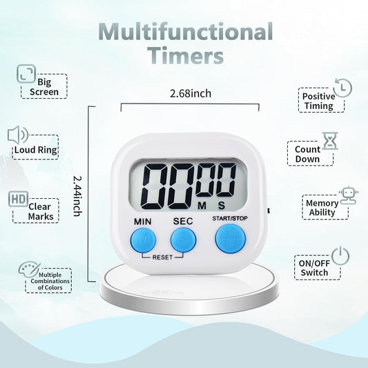 4 Pack Digital Kitchen Timer Magnetic Digital Timer with Big Display Loud Ring Cooking Timers for Cooking, Game, Gym, Break Time, Classroom(4,Pink, Blue, Green, White)