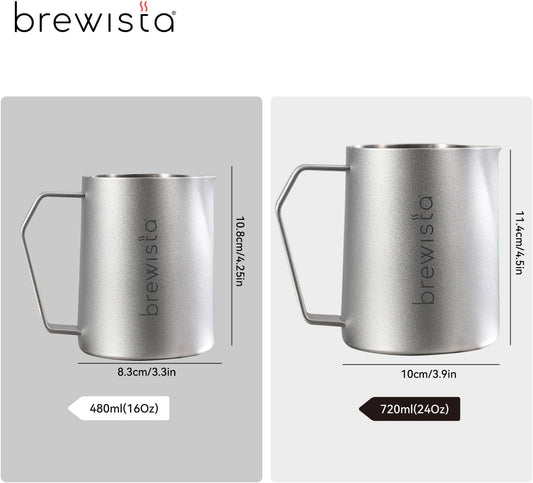 Brewista Precision Milk Frothing Pitcher, Steaming Jug, Coffee, Espresso Machine Accessories for Barista, Latte Art, Cappuccino, Stainless Steel Cup, 16 oz/480 ml, Silver