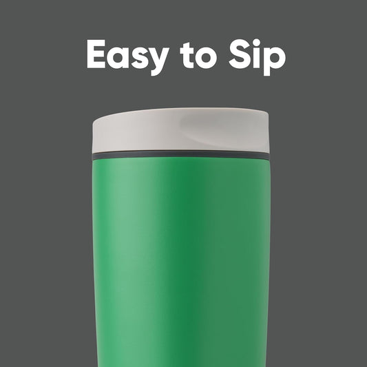 Owala SmoothSip Slider Insulated Stainless Steel Coffee Tumbler, Reusable Iced Coffee Cup, Hot Coffee Travel Mug, BPA Free 20 oz, Grey/Green (Sour Apple)