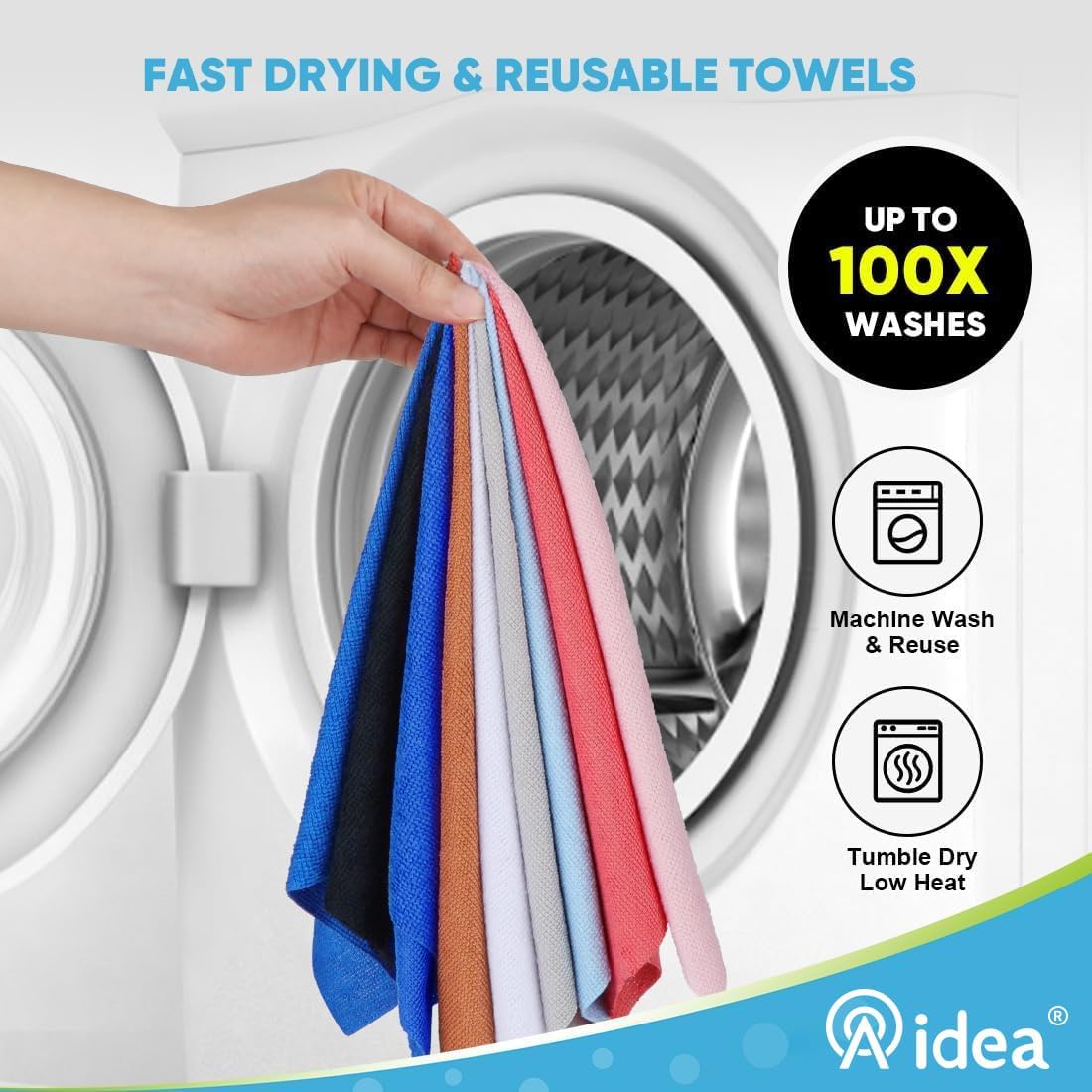 AIDEA Microfiber Cleaning Cloth Roll, 75PK, Reusable Paper Towels Tear Away Cloth, Microfiber Towels Washable Shop Rags, Lint Free Cleaning Rags for House, Kitchen, Window, 11.5"×11.5", Dark Blue