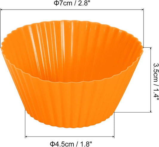 uxcell 18Pcs Silicone Cupcake Liners, Non-Stick Baking Cups, for Cooking Eggs, Baking Muffins and Make a Cake(Orange)