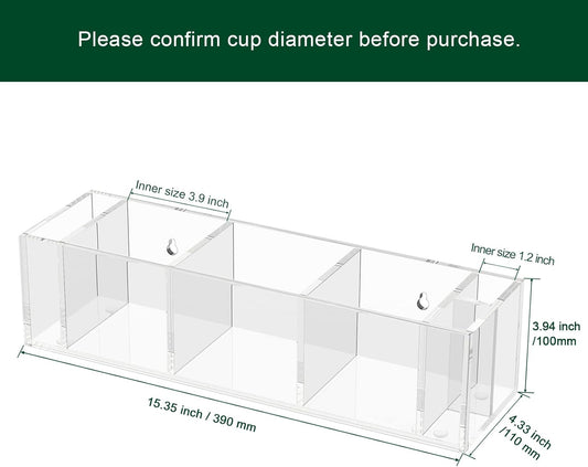 Triple Cup Holder With Marker Slot, Party Dispenser Acrylic Organizer, Mark Your Drink Caddy, Modern Bar Counter Decor, Clear