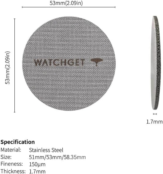 watchget 53 Espresso Puck Screen - Lower Shower Screen - 1.7mm Thickness Metal Reusable Coffee Filter for 54mm Protafilter Basket 316 Stainless Steel 150μm