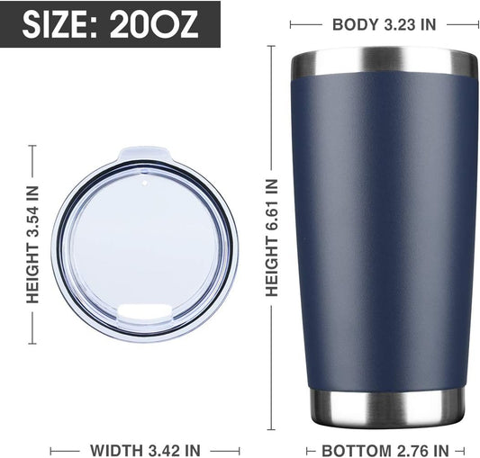 20oz Tumbler Bulk Stainless Steel Vacuum Insulated Tumblers with Lid Double Wall Travel Mug, Durable Powder Coated Coffee Cup, Suitable for Ice Drinks and Hot Beverageļ¼Navy 6packļ¼