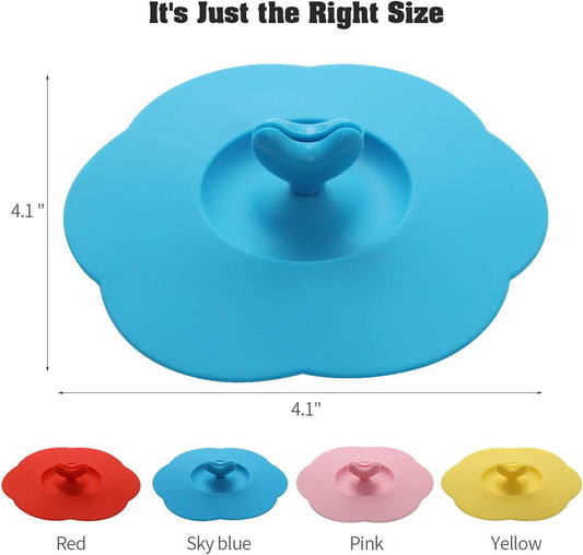 Silicone Cup Covers (Set of 4) , Multicolored Silicone Lids for Mugs, Cups, Tea Pots,Flexible Mug Covers,Hot Cup Lids for Coffee & Tea