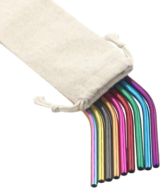 Gugrida Metal Straws Stainless Steel Straws 8.5" Drinking Straws Reusable 4 Set - Ultra Long Muti Color-Cleaning Brush for 20/30 Oz for Trail Tumblers Yeti RTIC SIC Ozark (2 Straight|2 Bent|1 Brush)