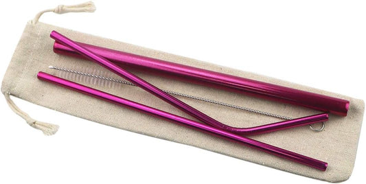 Gugrida Metal Straws Stainless Steel Straws 8.5" Drinking Straws Reusable 4 Set - Ultra Long Muti Color-Cleaning Brush for 20/30 Oz for Trail Tumblers Yeti RTIC SIC Ozark (2 Straight|1 Bent|1 Brush)